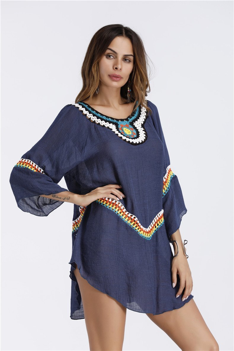 Three Colors Large Size Fashion Loose Women Bohemia Style Cotton In The Long Section Of The Shirt