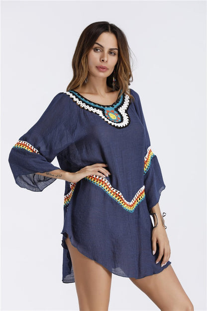 Three Colors Large Size Fashion Loose Women Bohemia Style Cotton In The Long Section Of The Shirt