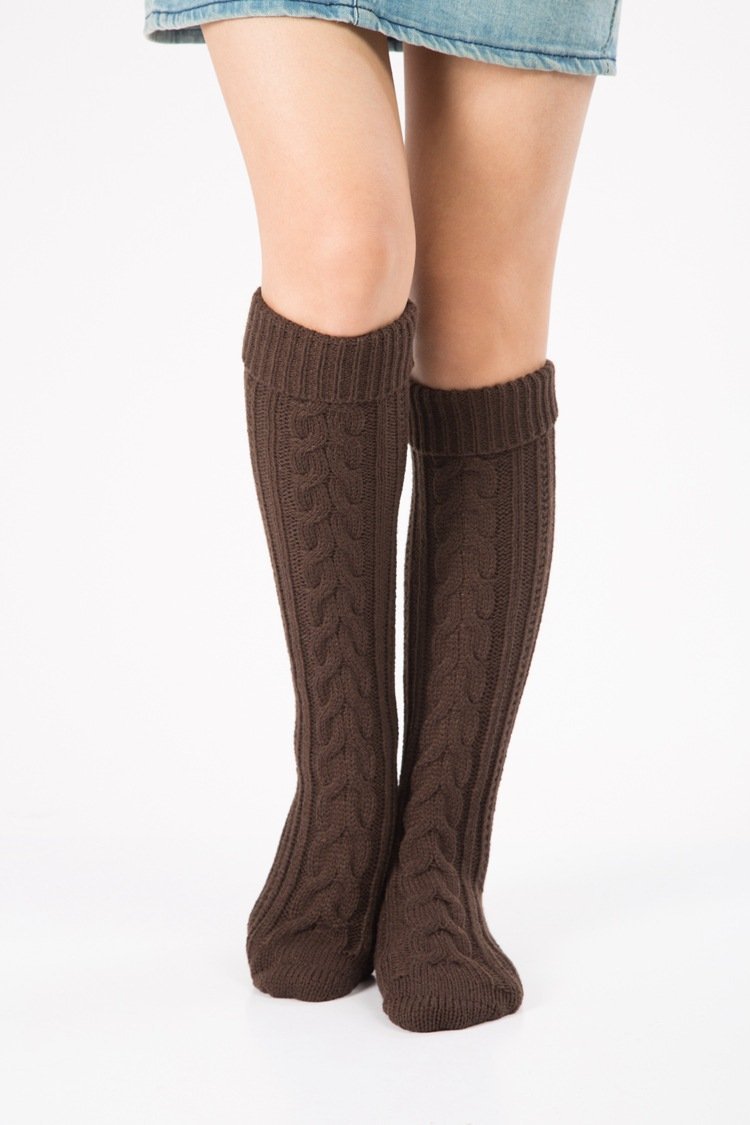 Wool Legs Leg Warp Knit Christmas Boots Over The Knee Diagonal 8 Pattern Twist Floor Socks
