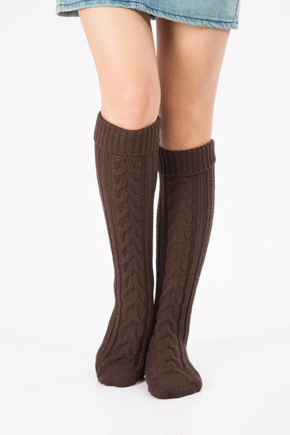 Wool Legs Leg Warp Knit Christmas Boots Over The Knee Diagonal 8 Pattern Twist Floor Socks