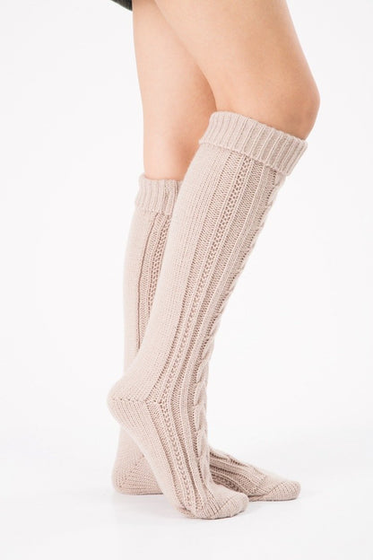 Wool Legs Leg Warp Knit Christmas Boots Over The Knee Diagonal 8 Pattern Twist Floor Socks