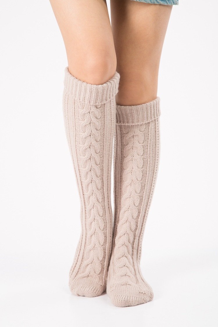 Wool Legs Leg Warp Knit Christmas Boots Over The Knee Diagonal 8 Pattern Twist Floor Socks