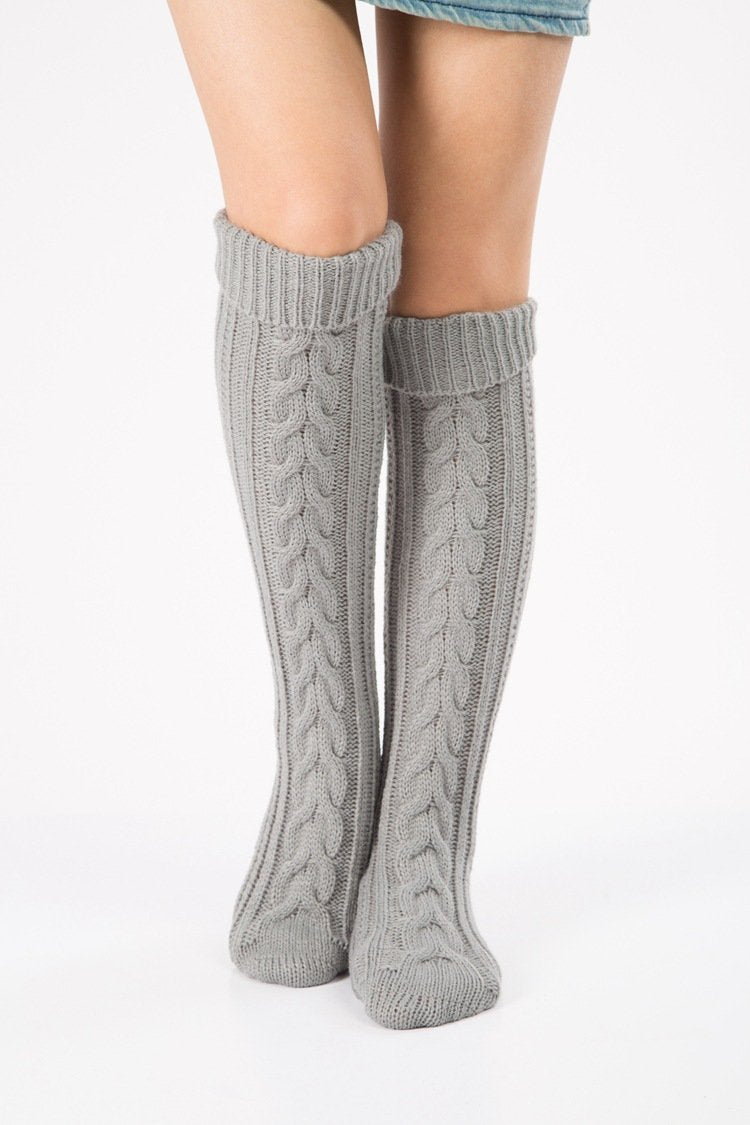 Wool Legs Leg Warp Knit Christmas Boots Over The Knee Diagonal 8 Pattern Twist Floor Socks