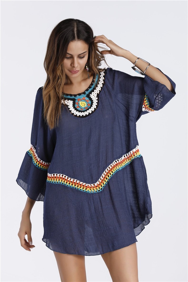 Three Colors Large Size Fashion Loose Women Bohemia Style Cotton In The Long Section Of The Shirt