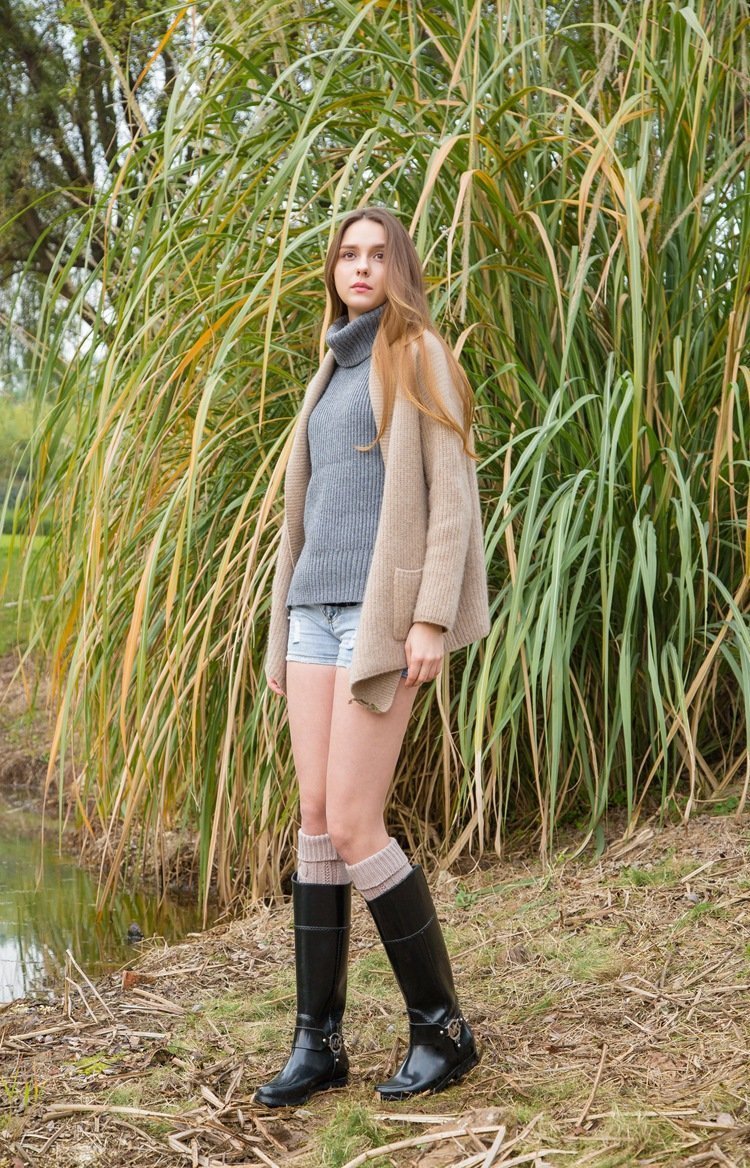 Wool Legs Leg Warp Knit Christmas Boots Over The Knee Diagonal 8 Pattern Twist Floor Socks