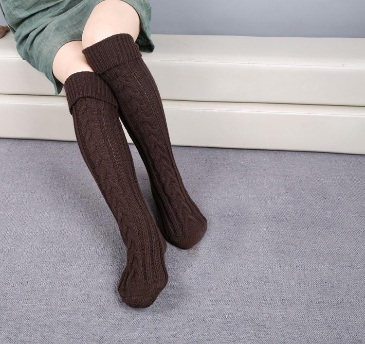 Wool Legs Leg Warp Knit Christmas Boots Over The Knee Diagonal 8 Pattern Twist Floor Socks