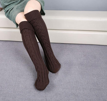Wool Legs Leg Warp Knit Christmas Boots Over The Knee Diagonal 8 Pattern Twist Floor Socks