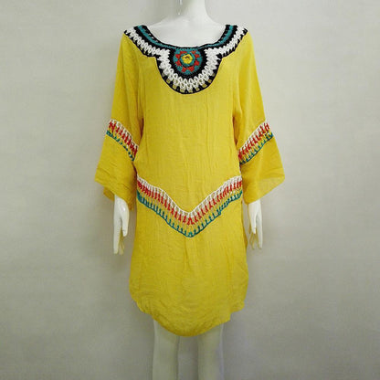 Three Colors Large Size Fashion Loose Women Bohemia Style Cotton In The Long Section Of The Shirt