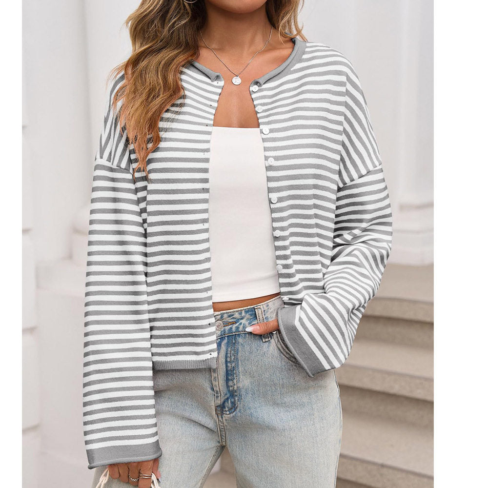 Striped Color Block Sweater Cardigan