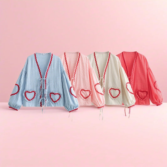 Crosa - Oversized Checkered Love Cardigan - Breezy Summer Cover-Up