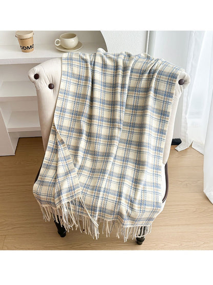 Scarvii - Thick Plaid Scarf Featuring Tassel