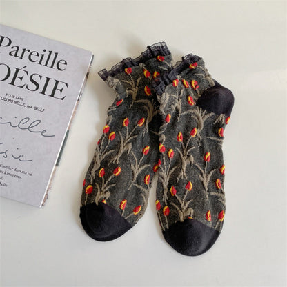 Rufia - Tulip Lace Trim Ankle Socks