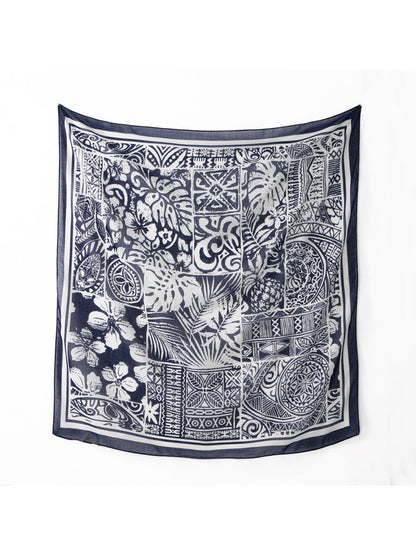 Scarvii - Ethnic Print Polyester Square Scarf Shawl
