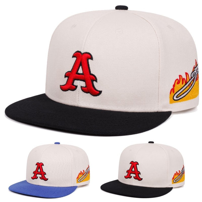 Red Letter Flat Brim Baseball Cap Unisex Outdoor Sun Hat
