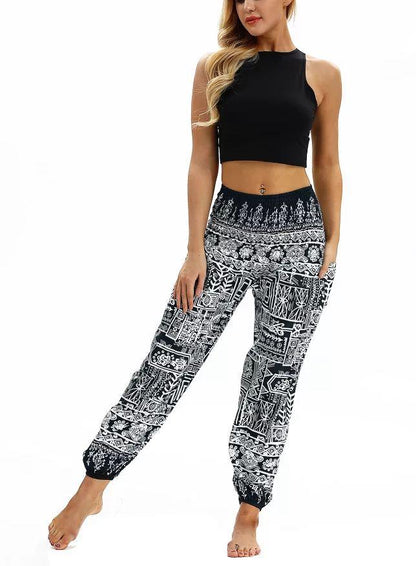Printed Belly Dance Pants Women Loose Casual Yoga Pants
