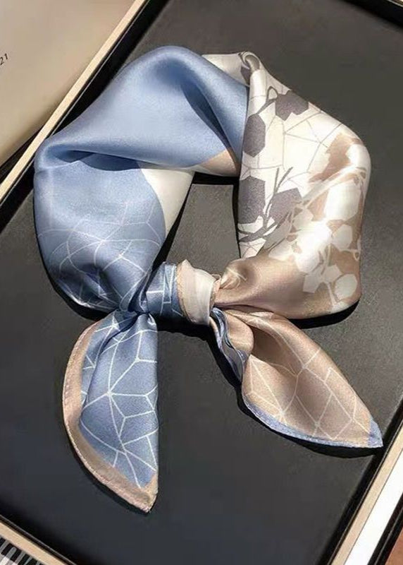 Satin Floral Square Scarf With Subtle Neutrals