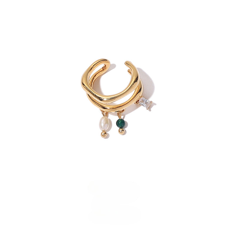 Pearl Layered Zircon Elegant Vintage Clip Earring