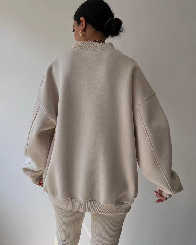 V Neck Oversized Sweatshirt Ultra Soft Fleece