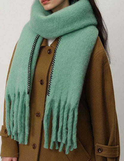 Warm Plush Thick Cashmere Fringe Winter Scarf