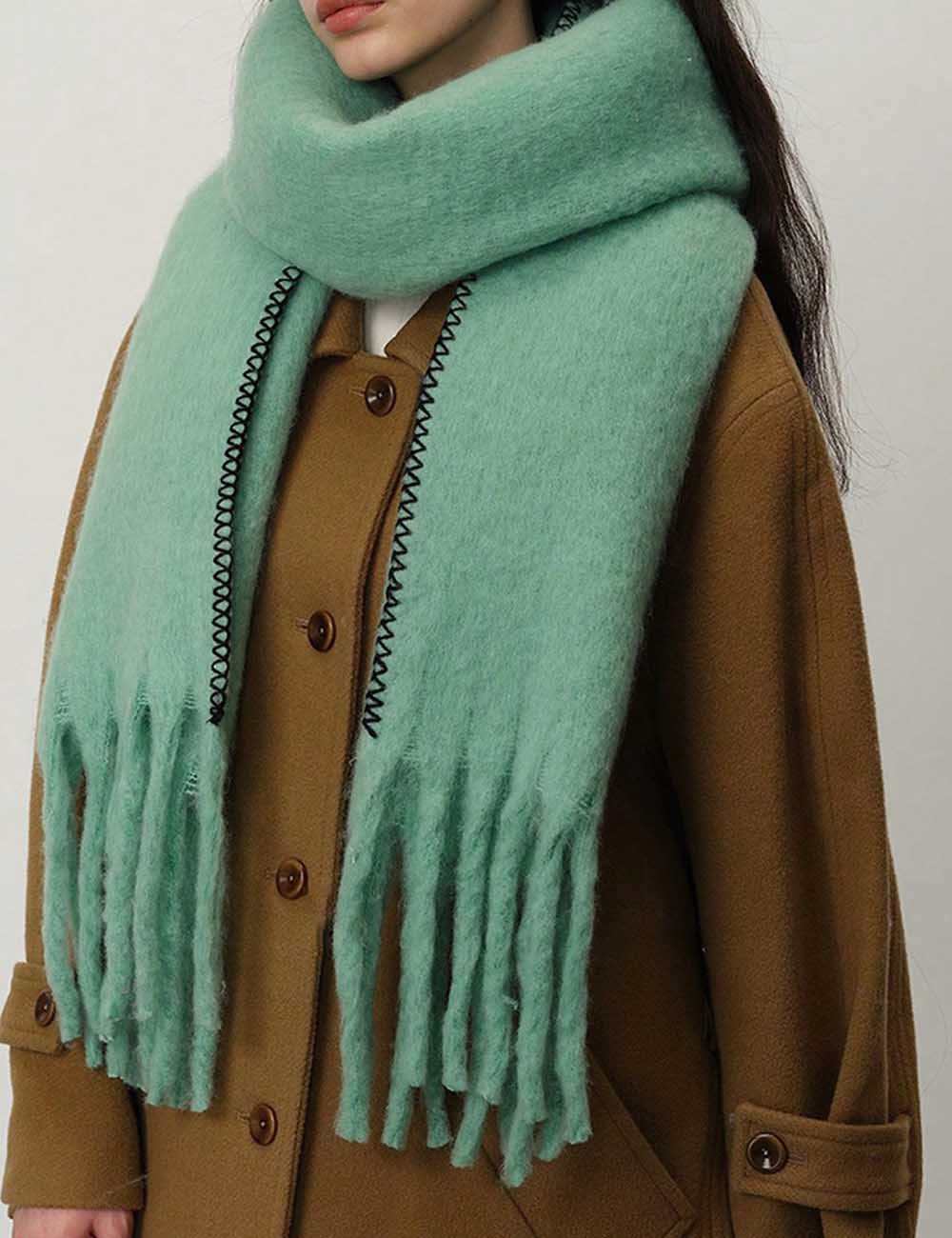 Warm Plush Thick Cashmere Fringe Winter Scarf