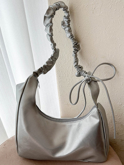 Geometric Pleated Solid Color Zipper Handbags