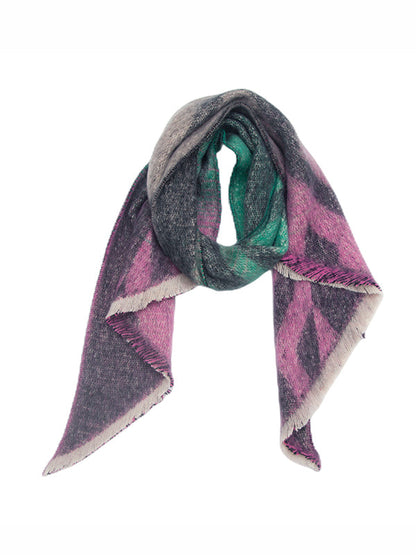 Fringed Keep Warm Plaid Shawl&Scarf