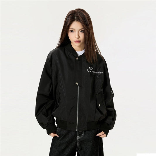 Premium Flight Jacket Heavy Floral Embroidery Casual Coat