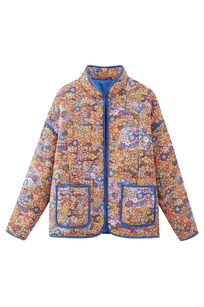 Floral Print Thin Pocket Cardigan Jacket