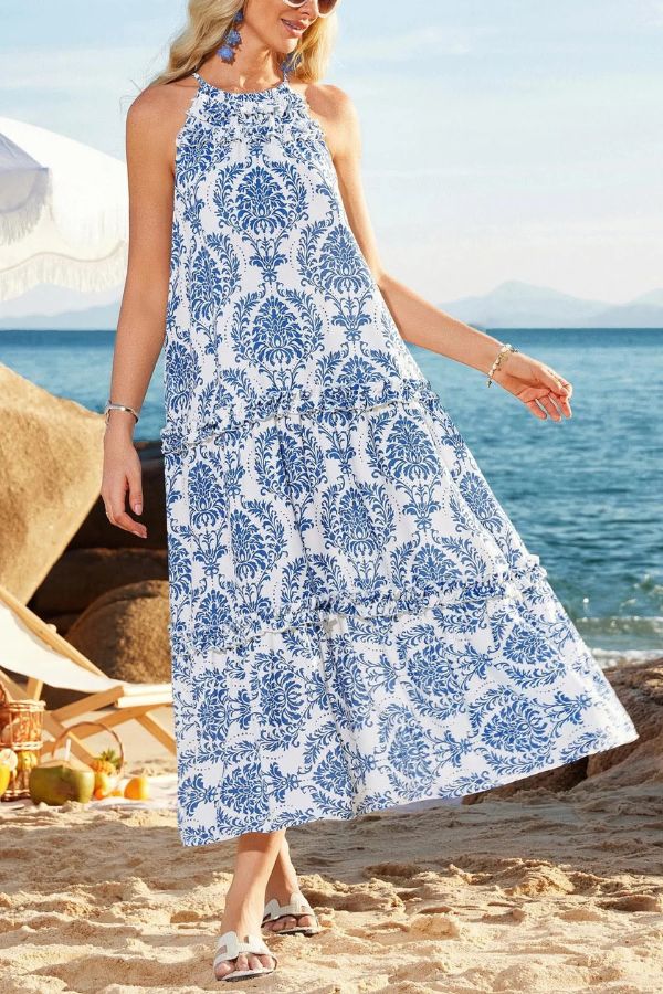 Women's Halter Neck Floral Print Vacation Dress