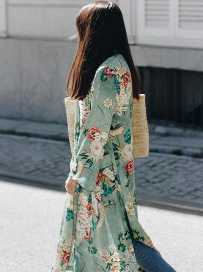 Fashion Floral Printed Cover-Up Outwear