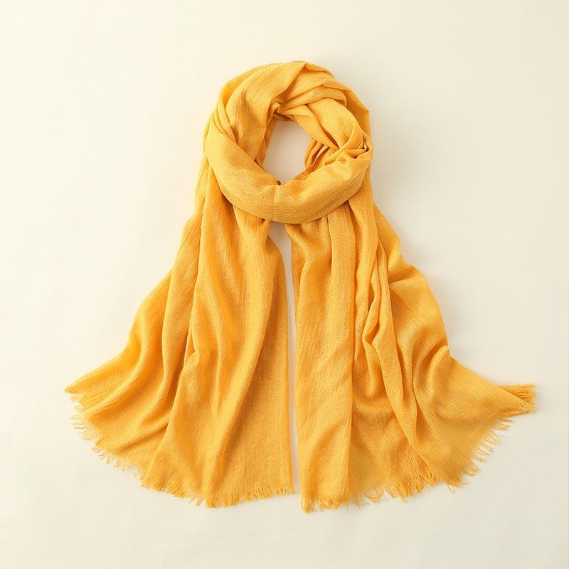 Solid Color Cotton And Linen Summer Thin Scarf