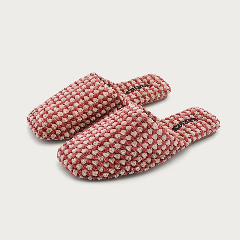 Color Block Cozy Textured Woven Slippers