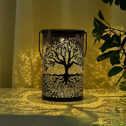 New Wrought Iron Tree Lantern, Outdoor Courtyard Solar Viewing Lamp, Decorative Atmosphere, Hollow Hanging Lamp