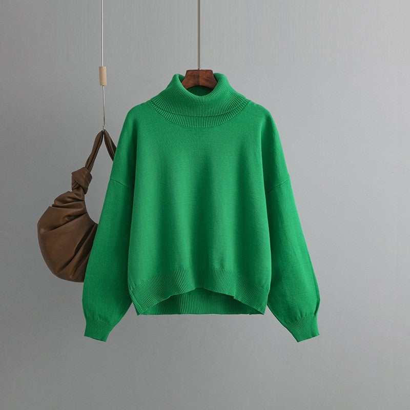 Solid Color Turtleneck Loose Sweater
