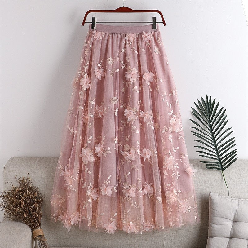 High Waist Slimming Double Layer Mesh Skirt
