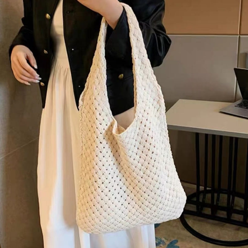 Crochet Tote Bag Hand-Woven Vintage Tote Bag