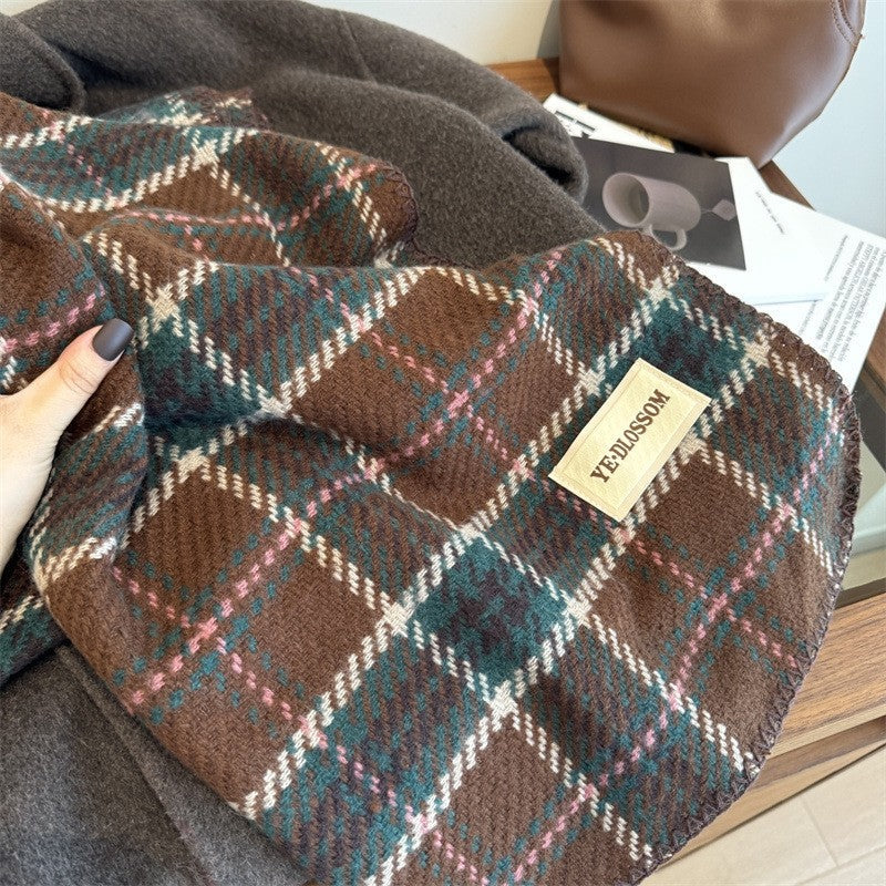 Color Blocking Plaid Versatile Scarf