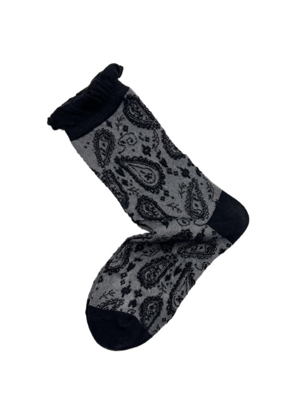 Rufia - Retro Mid-calf Socks with Cashew Flower Patterns