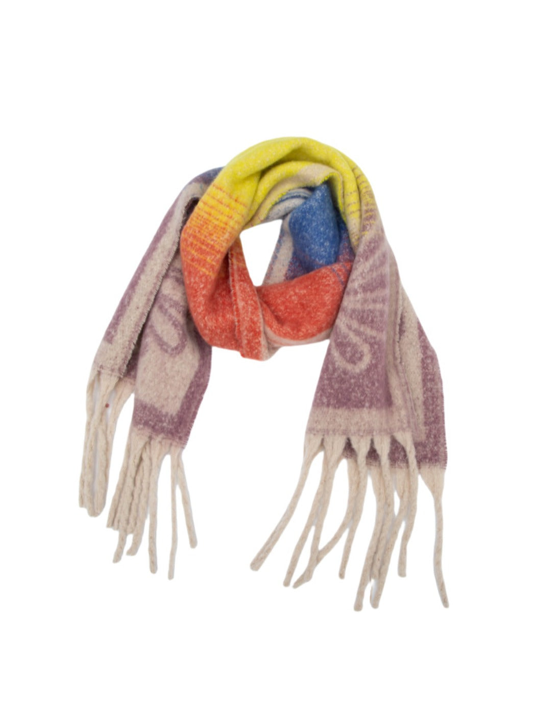 Scarvii - Tassel Scarf with Big Flower Jacquard Scarf