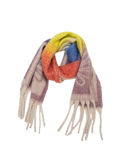 Scarvii - Tassel Scarf with Big Flower Jacquard Scarf