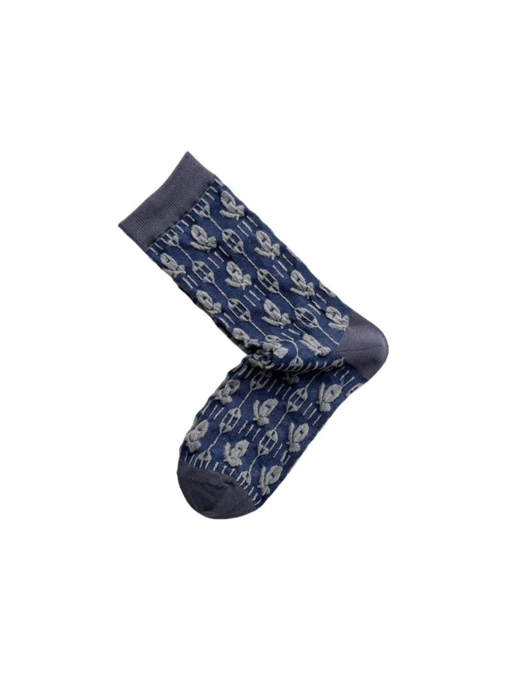 Rufia - Women’s Vintage Floral Embossed Mid-Calf Socks