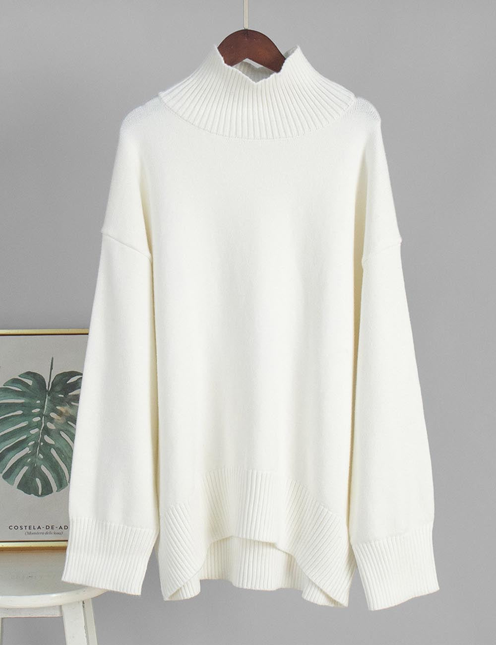 Winter High Neck Solid Color Knit Sweater