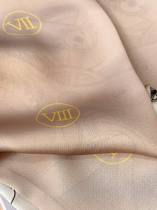 Otiginal Clock Cartoon Printed Silk Scarf