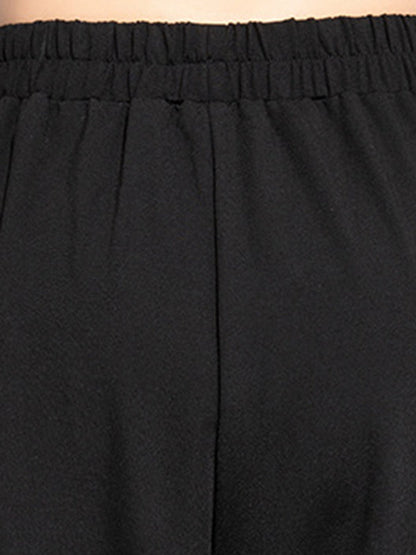 Simple Black Split-Joint High Waisted Casual Pants Bottom