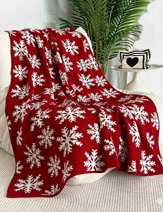 Christmas Snowflake Reversible Soft Throw Knit Blanket