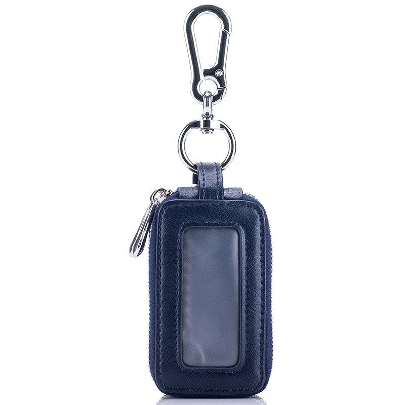 Men's Genuine Leather Zipper Double Layer Key Bag