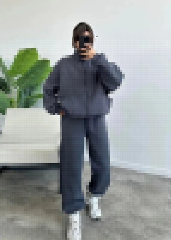 Oversized Zip Up Hoodie and Jogger Set Soft Fabric