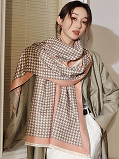 Urban Vintage Imitated Cashmere Houndstooth Shawl Scarf