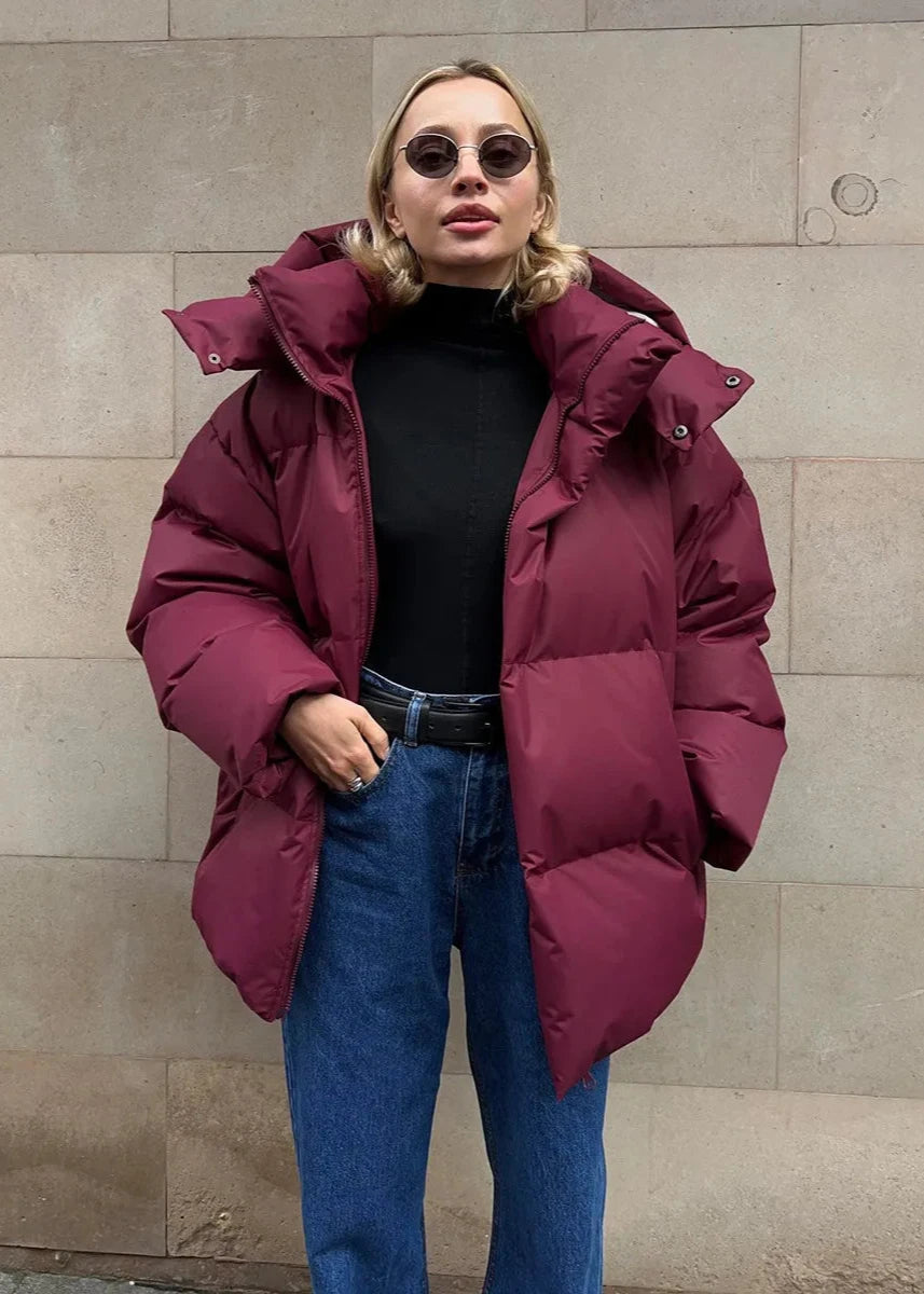 Oversized Puffer Jacket Padded Cotton Blend