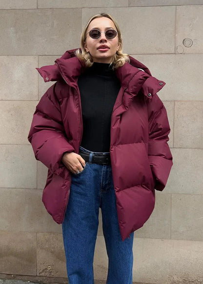 Oversized Puffer Jacket Padded Cotton Blend